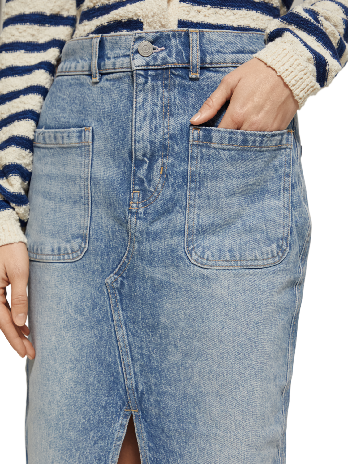 

Patch Pocket Midi Skirt — Maritime