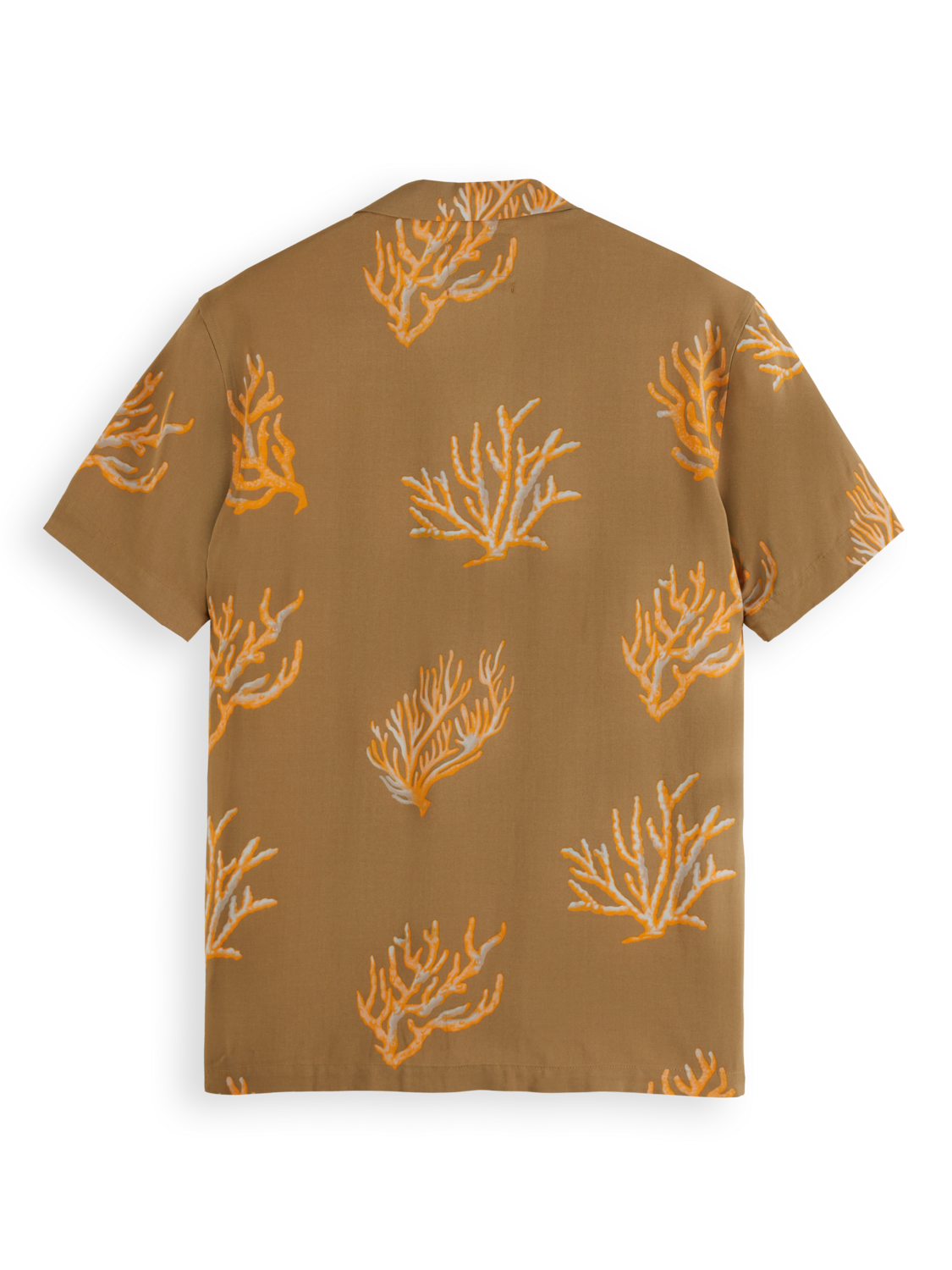 

Allover printed viscose short sleeve shirt, Taupe coral aop