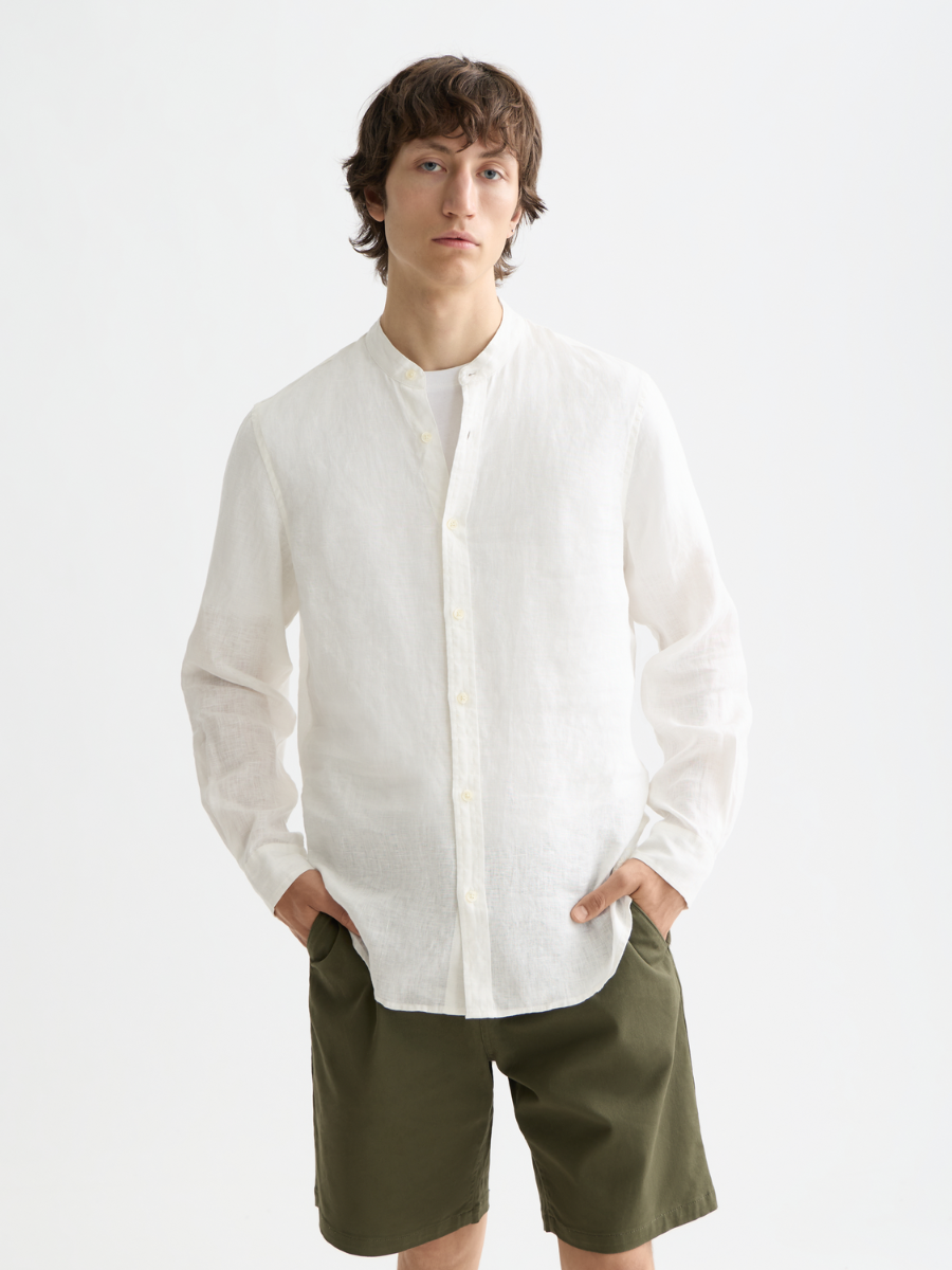 Core - Linen Shirt Longsleeved with Stand Up Collar
