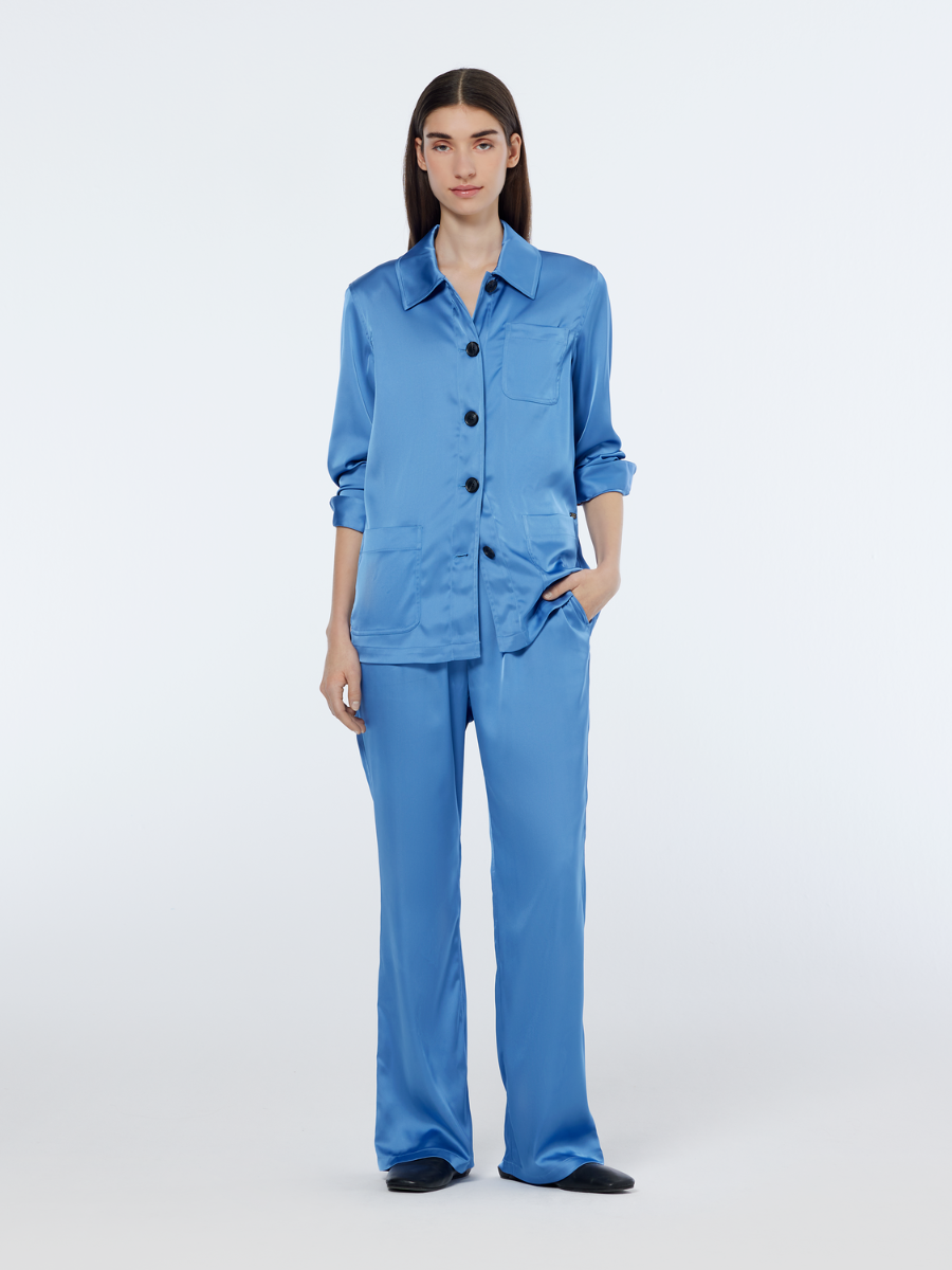 Mae mid-rise bootcut pull-on satin pant