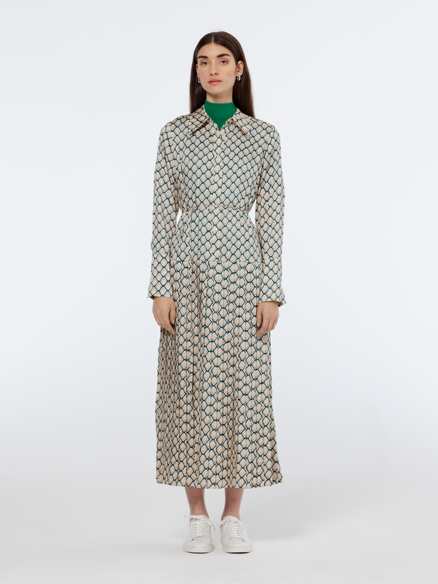 Maxi Printed Pleated Dress