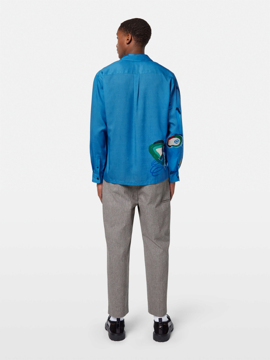 Abstract Island Printed Relaxed-Fit Shirt