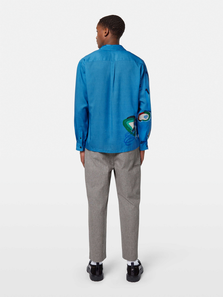 Abstract Island Printed Relaxed-Fit Shirt