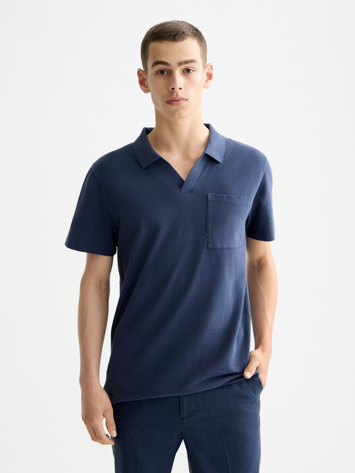 Garment-Dyed Pique Relaxed Fit Pocket Polo