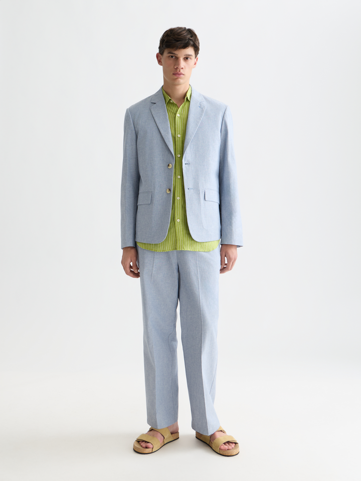 Unconstructed linenblend relaxedfit blazer