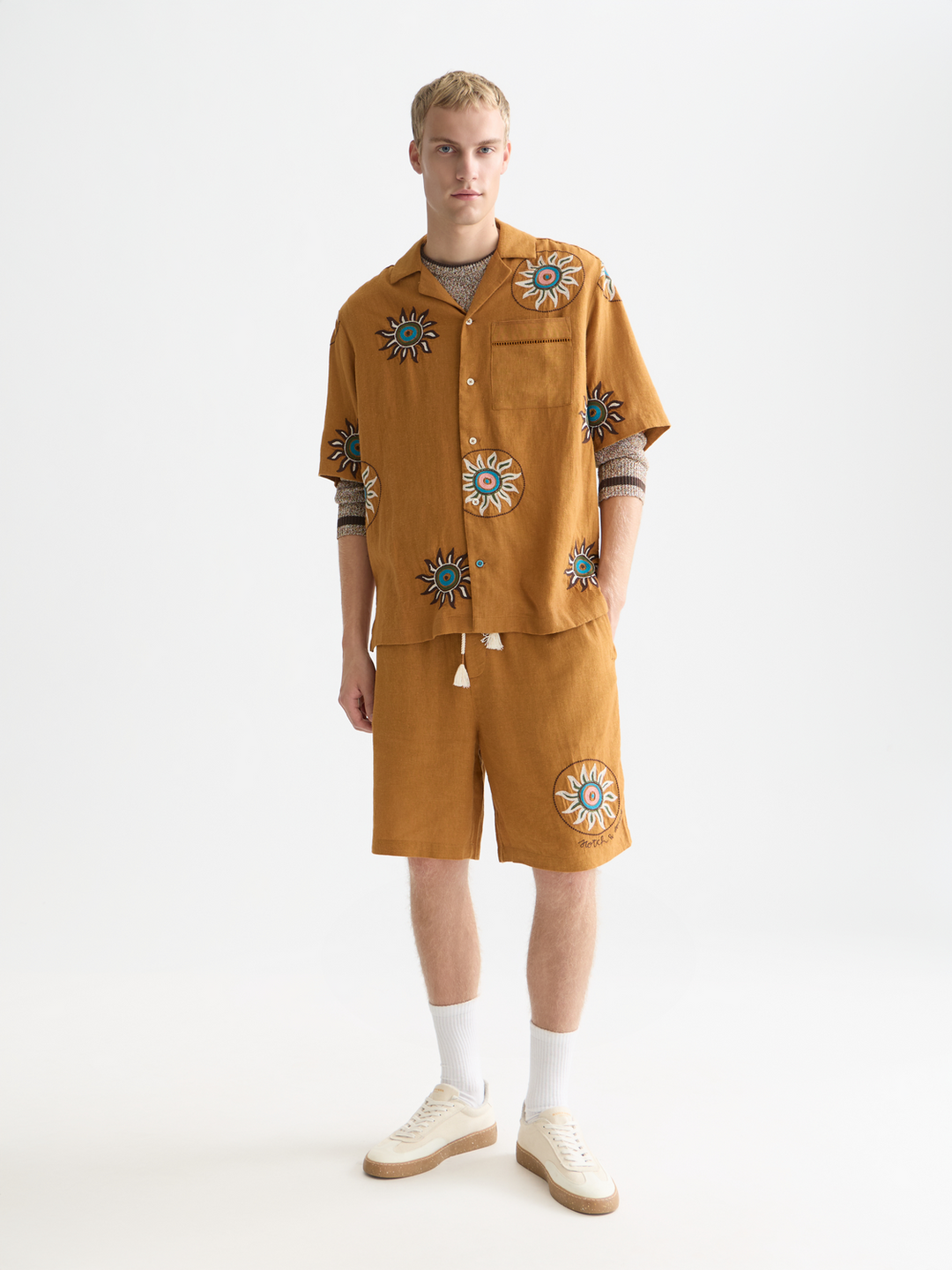 Embroidered Wide Bermuda Shorts