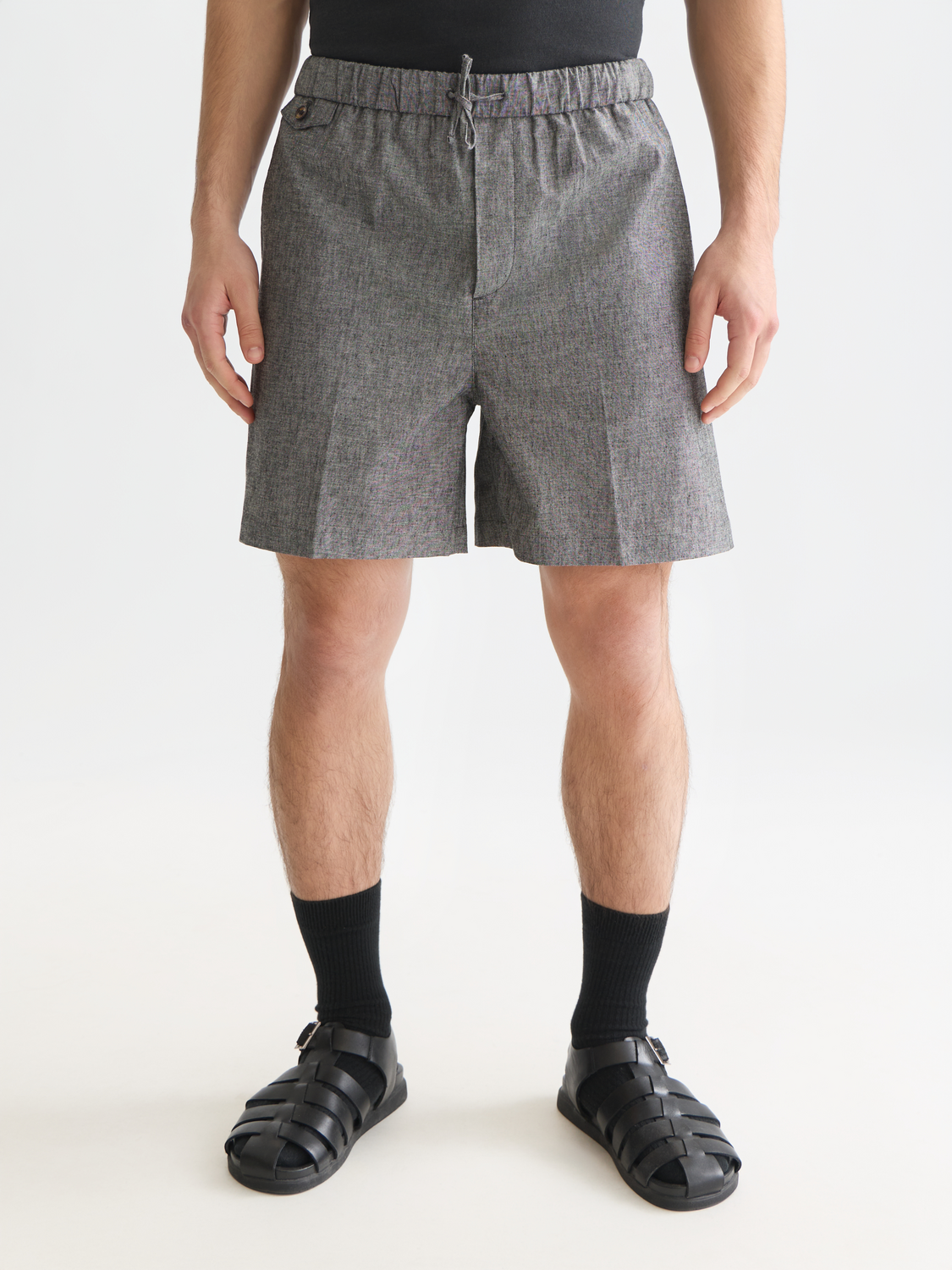 Tailored linenblend shortlength bermuda shorts