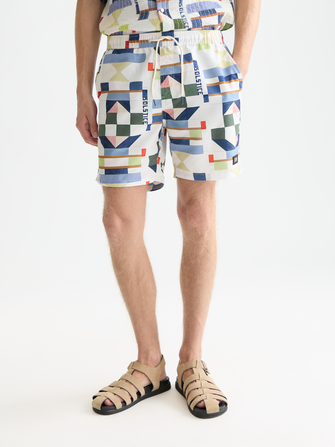 Printed midlength swim shorts