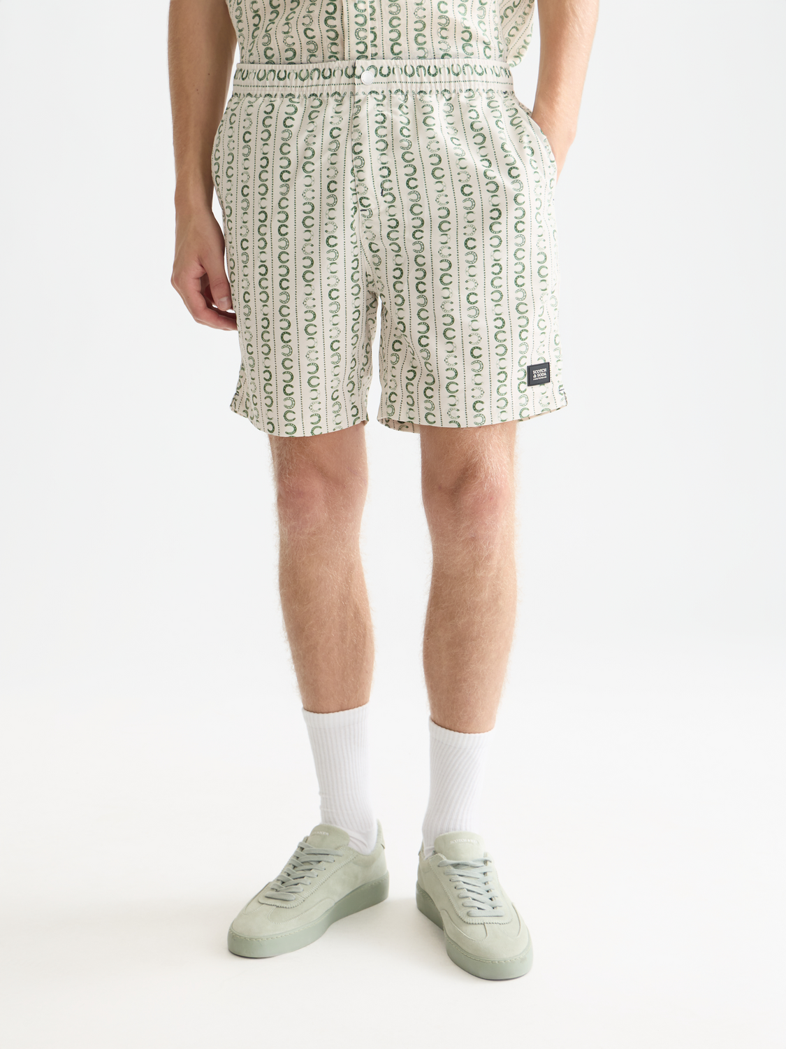 Printed midlength swim shorts