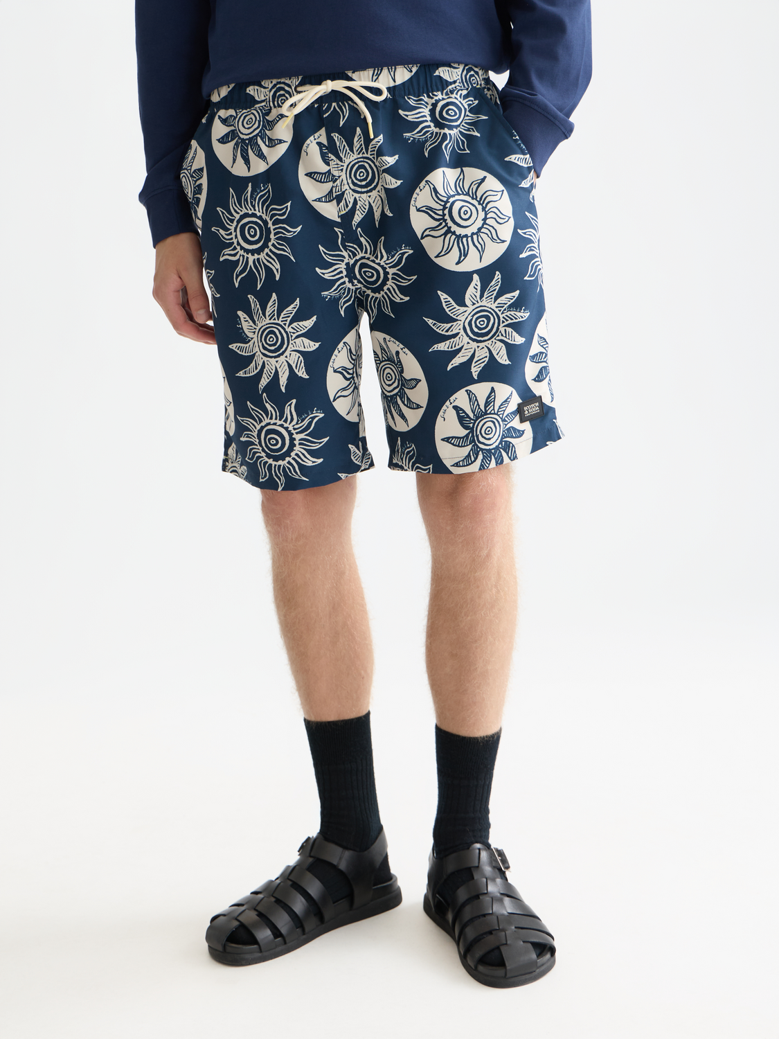 Printed longlength swim shorts