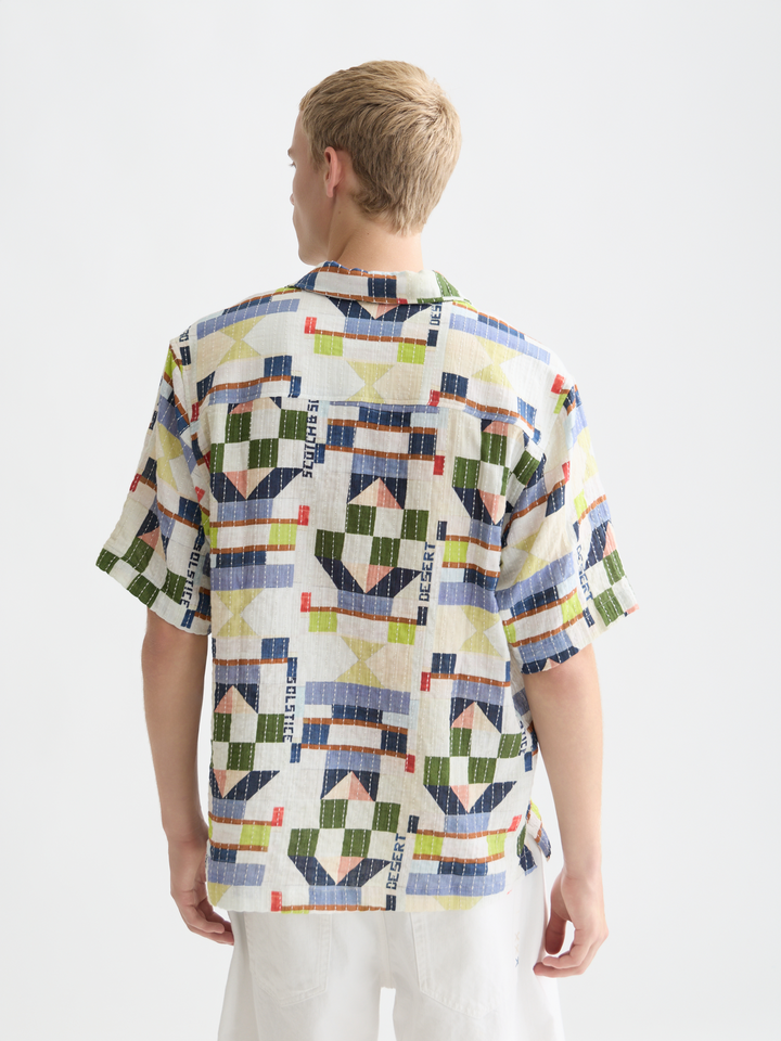 Printed Stitched Relaxed Short Sleeve Shirt