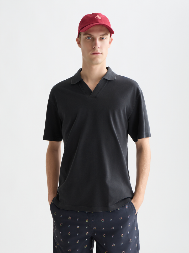 3 Crosses Pique Relaxed Garment-Dyed Polo