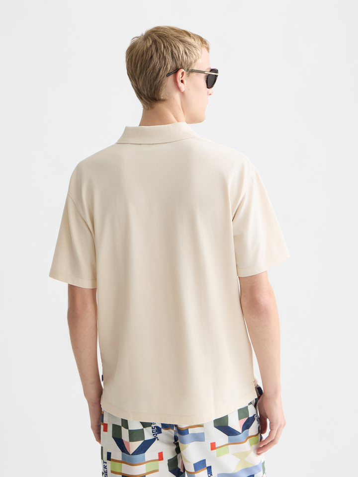 3 Crosses Pique Relaxed Garment-Dyed Polo