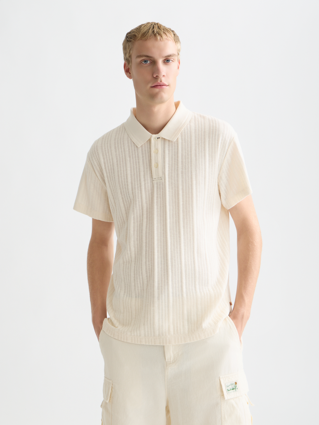 Structured Ribbed Relaxed Polo