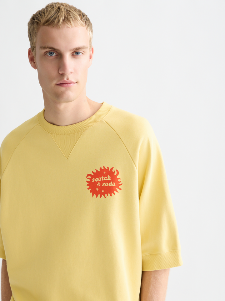 Artwork Loose Short Sleeve Sweatshirt