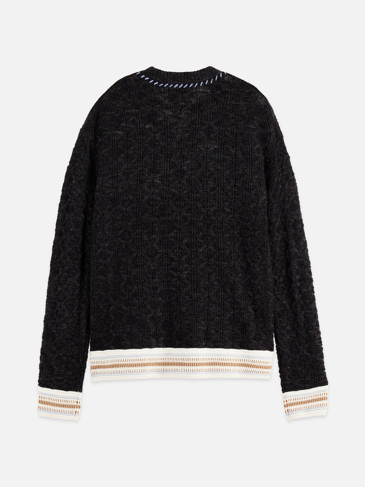 V-Neck Cable Loose Pullover