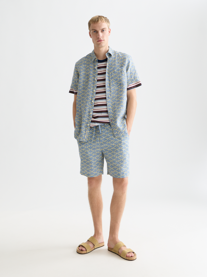 Fave Printed Linen Relaxed Bermuda Shorts