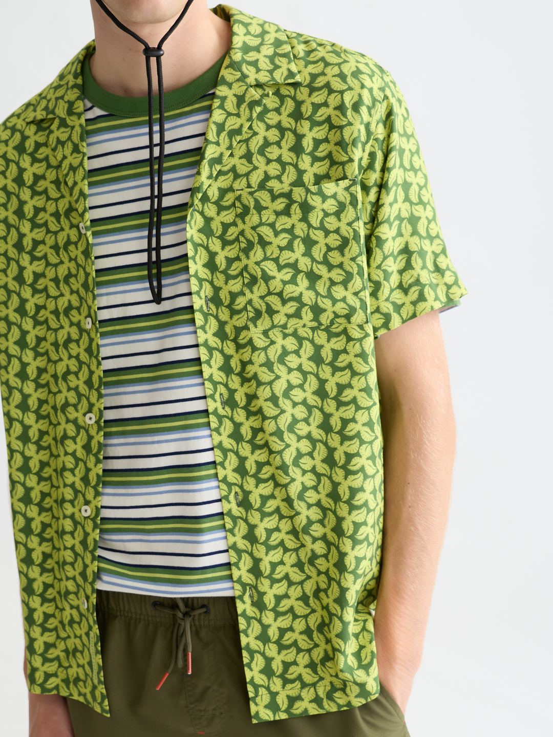 Printed viscose regularfit shortsleeved shirt