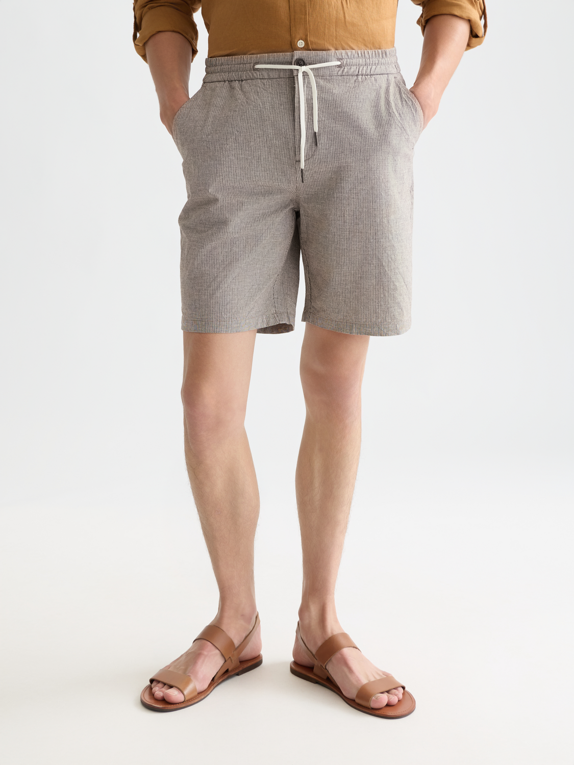 Fave cottonlinen yarndyed regularfit bermuda shorts