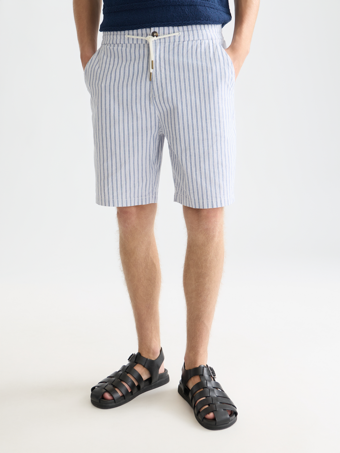 Fave cottonlinen yarndyed regularfit bermuda shorts