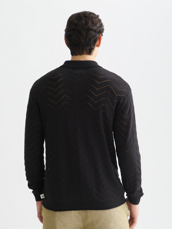 Pointelle Dropped Shoulder Cardigan