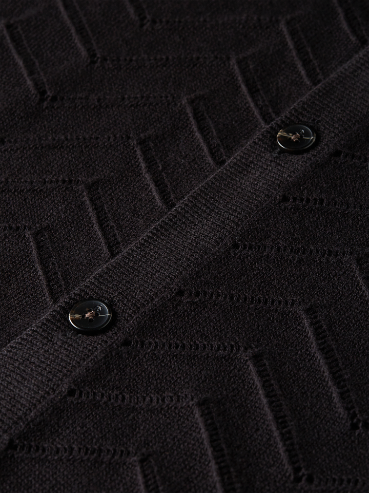 Pointelle Dropped Shoulder Cardigan