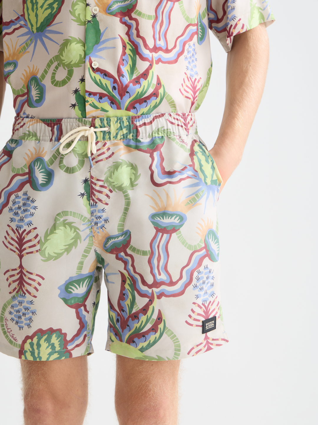 Printed Mid-Length Swim Shorts