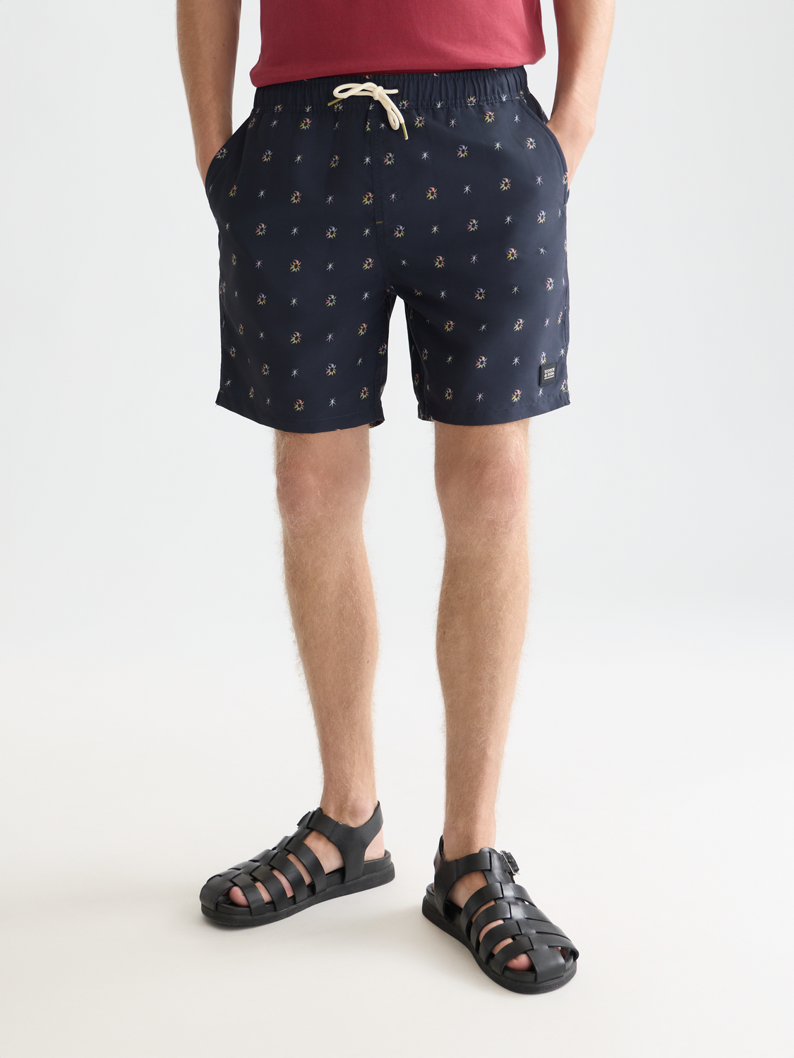Mini print midlength swim shorts