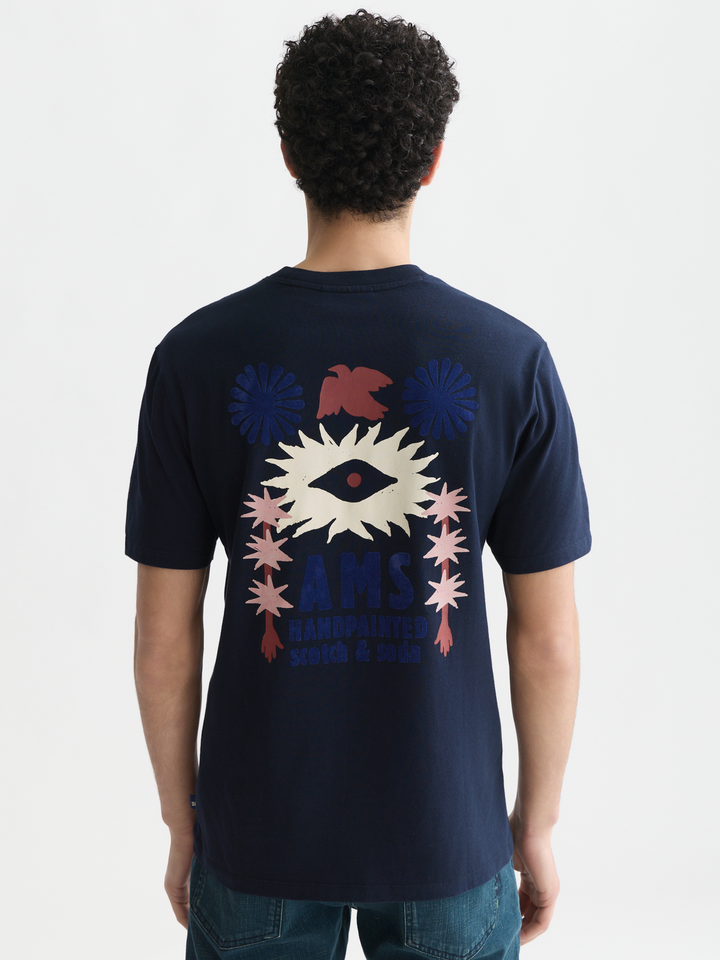 Front and back artwork relaxed-fit T-shirt
