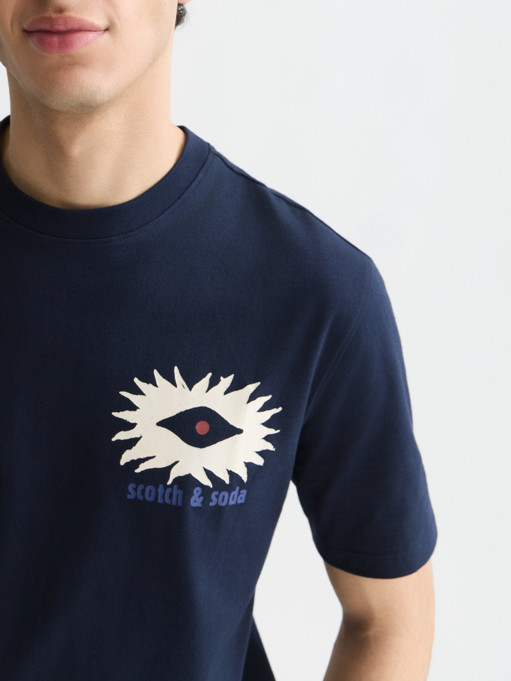 Front and back artwork relaxed-fit T-shirt