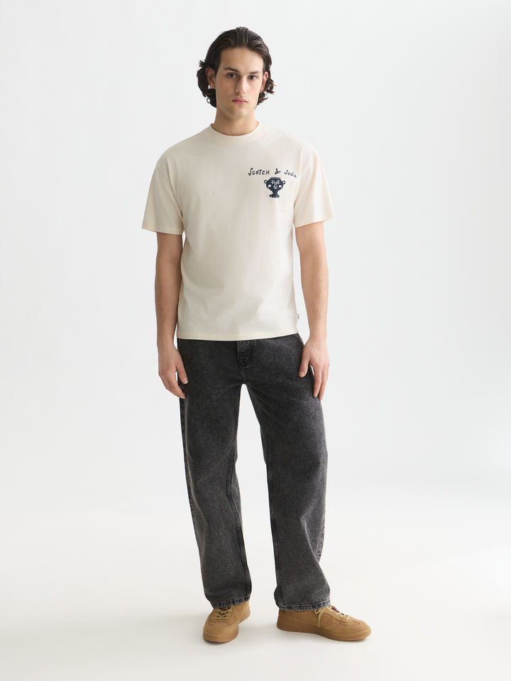 Front and back artwork relaxed-fit T-shirt