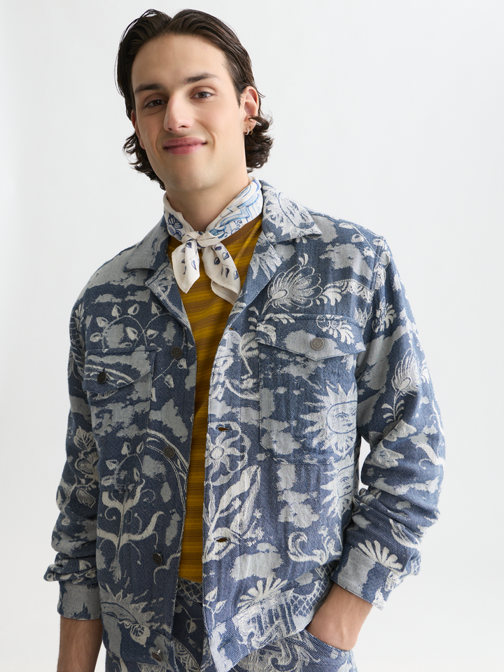 Delfts Blauw jacquard trucker jacket