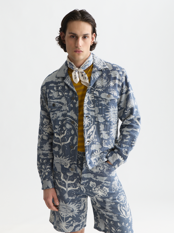 Delfts Blauw jacquard trucker jacket