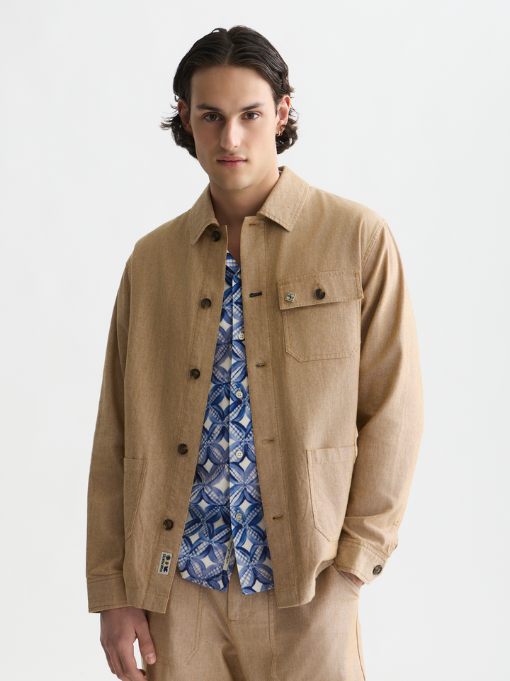 Cotton linen twill worker jacket