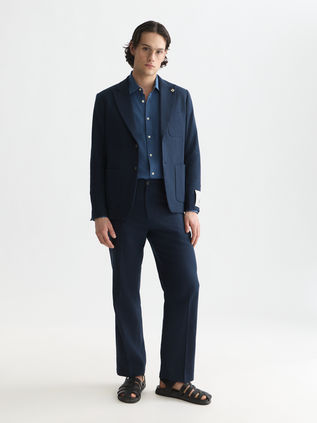 Pierce unconstructed linen blend peak lapel blazer