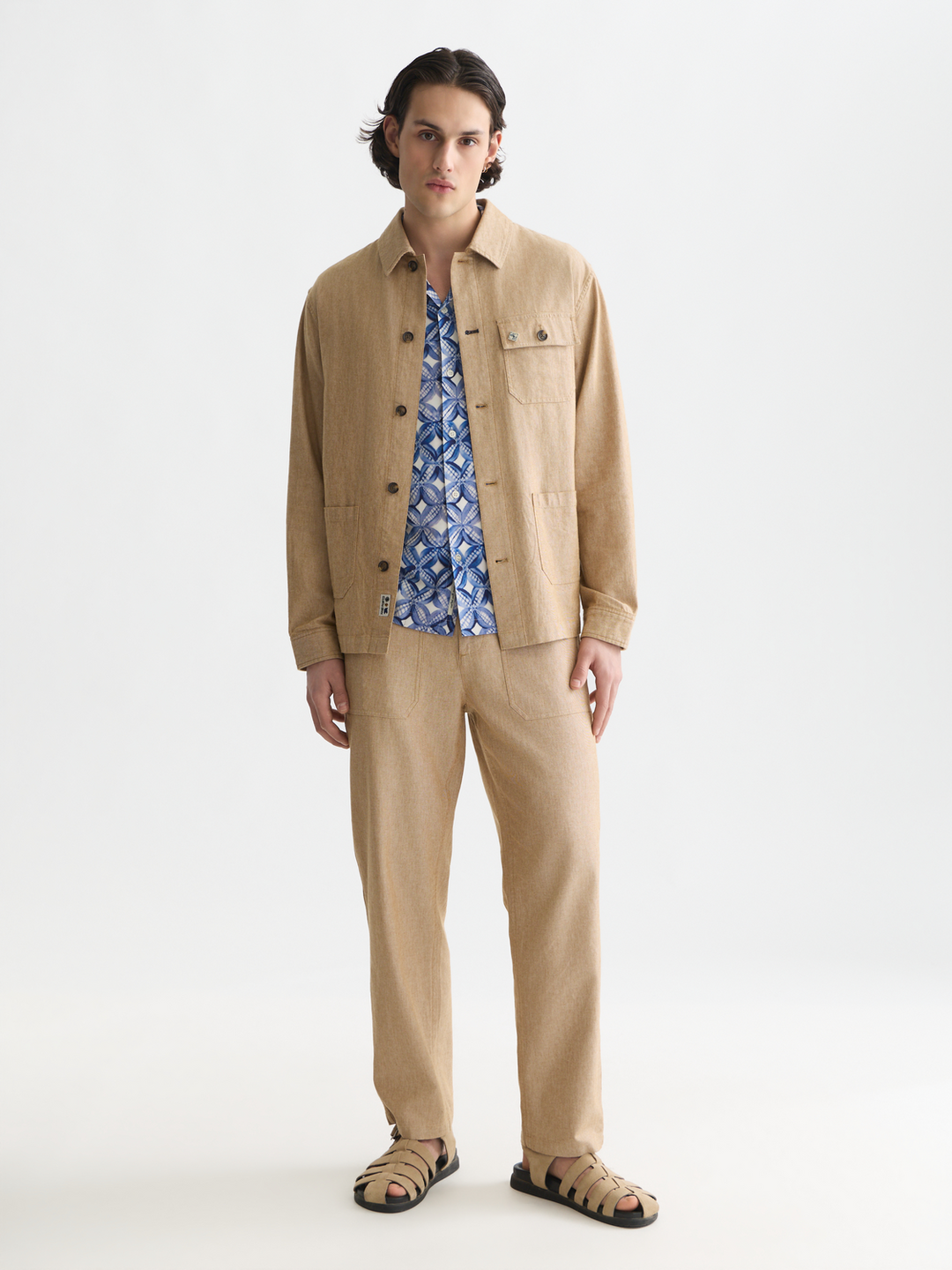 Harper linen blend twill tapered-fit chino