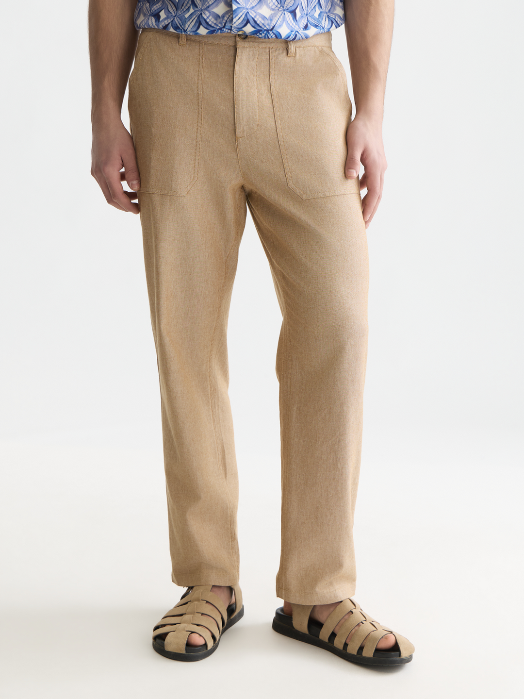 Harper linen blend twill tapered-fit chino
