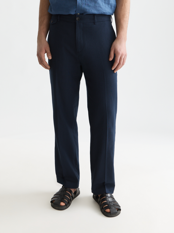 Otis linen blend herringbone relaxed straight-fit chino