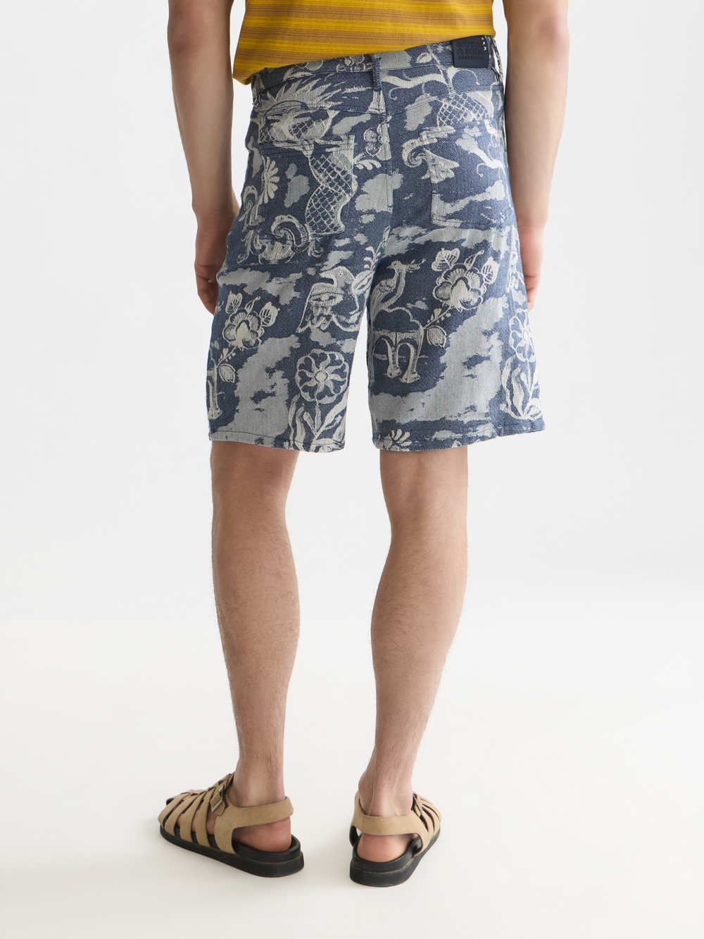 Delfts Blauw jacquard wide fit 5 pocket shorts