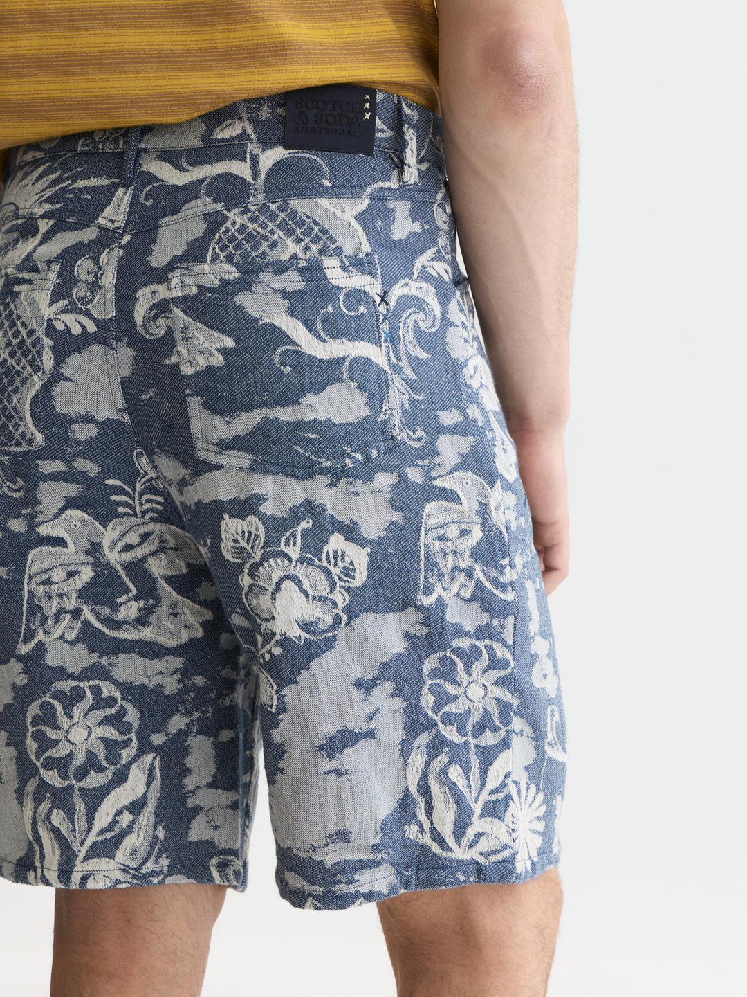 Delfts Blauw jacquard wide fit 5 pocket shorts
