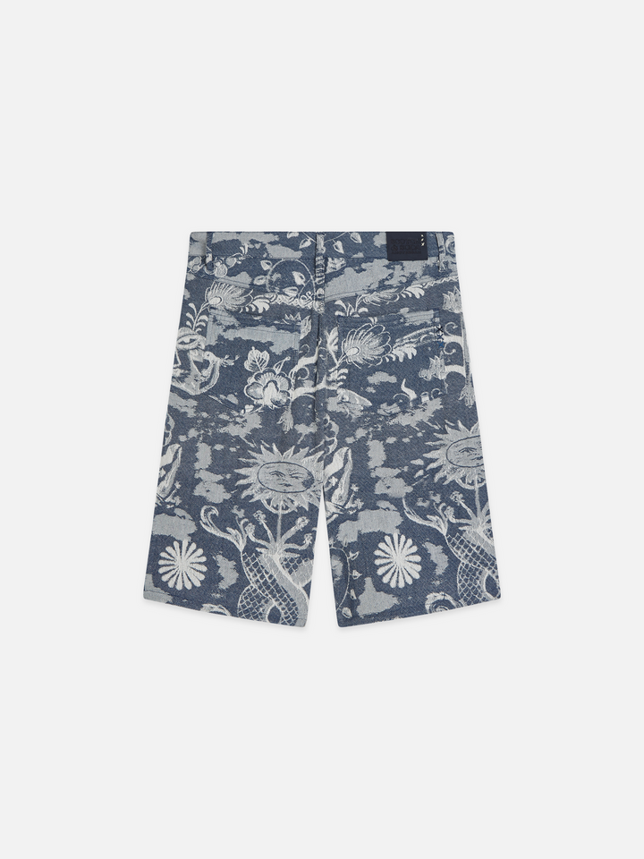 Delfts Blauw jacquard wide fit 5 pocket shorts