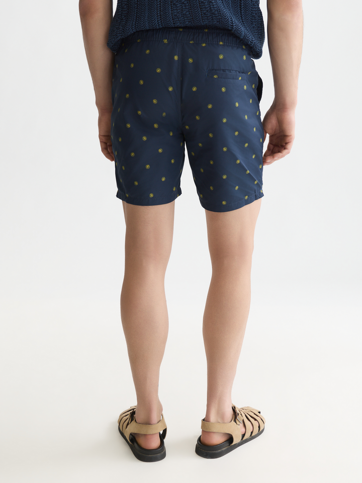 Mini print mid-length swim shorts