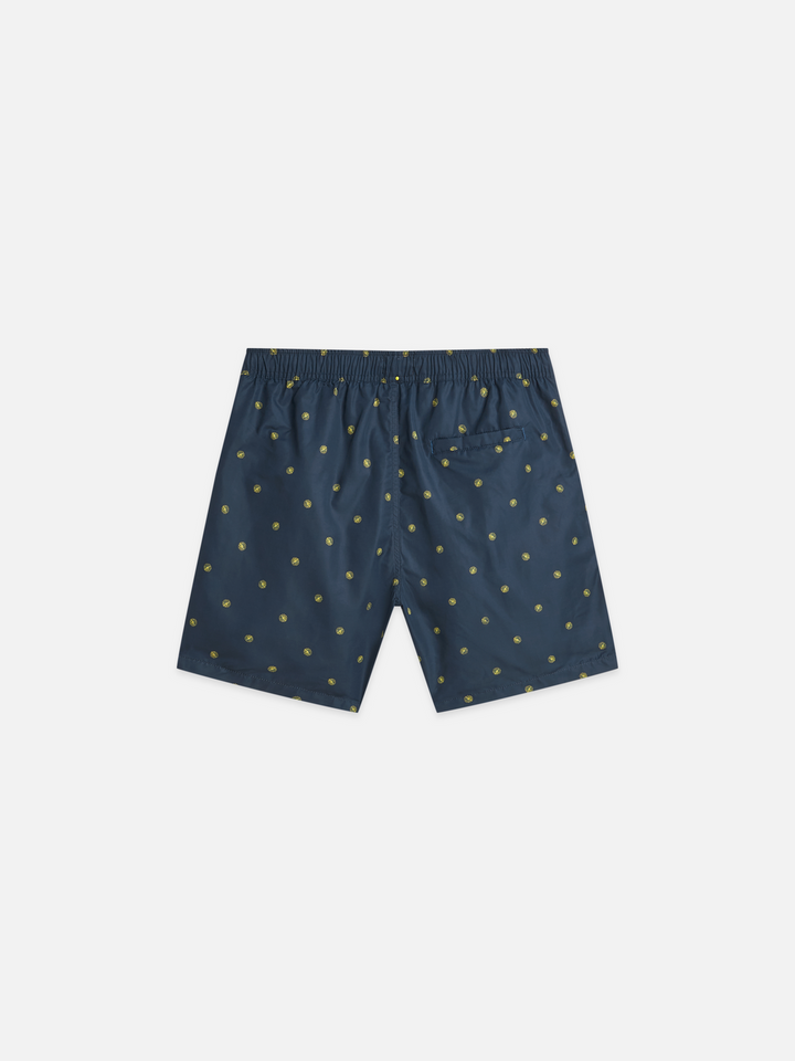 Mini print mid-length swim shorts