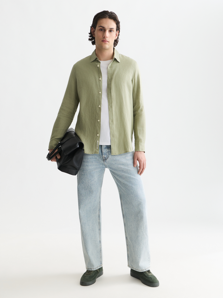 Seasonal core linen regular-fit shirt