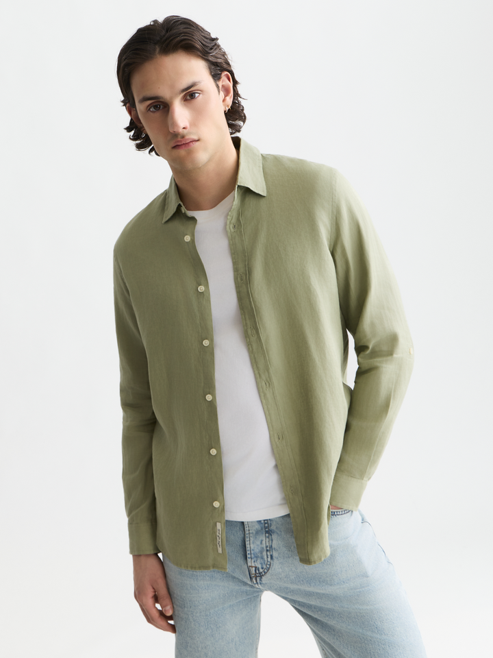 Seasonal core linen regular-fit shirt