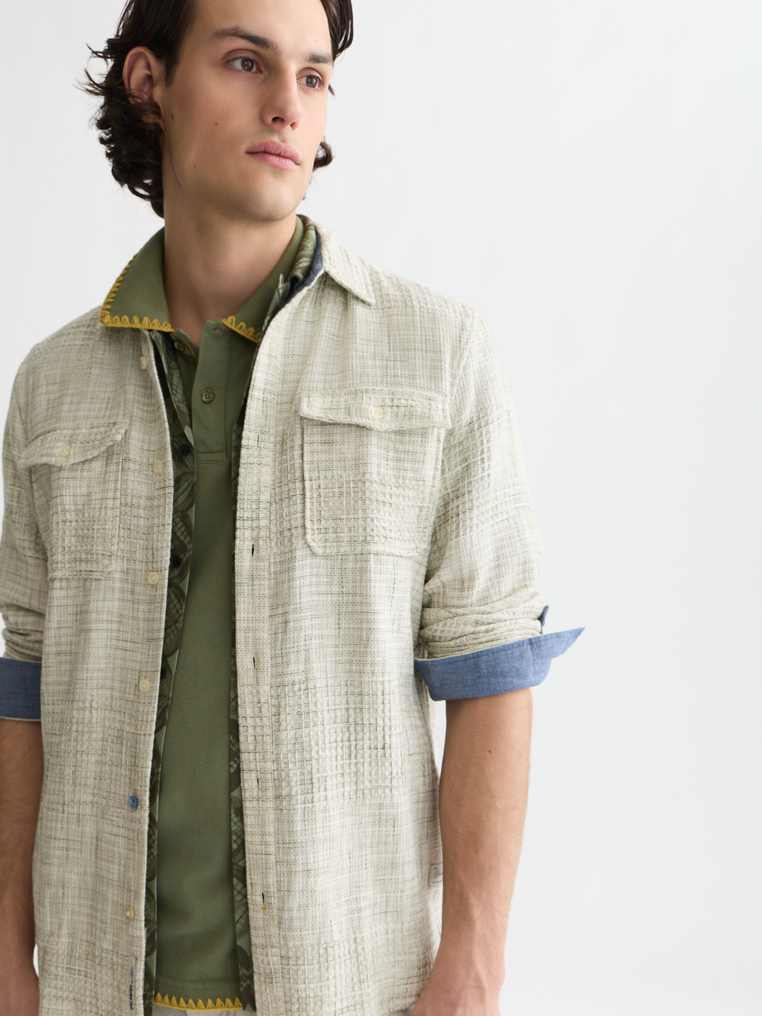 Melange waffle regular-fit shirt