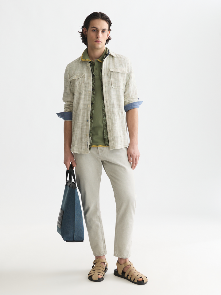 Melange waffle regular-fit shirt