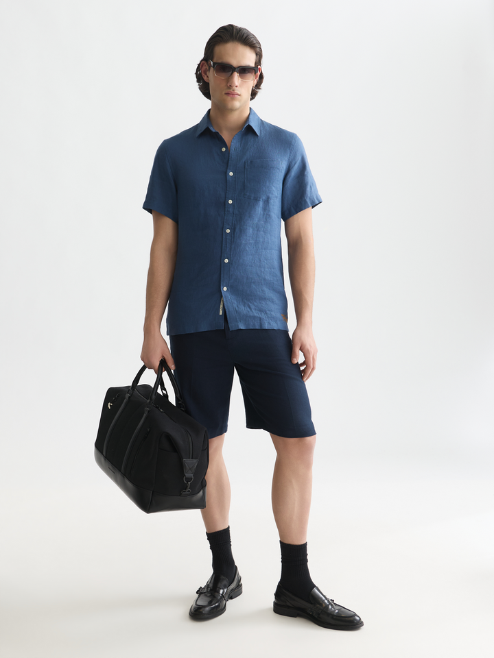 Seasonal core linen regular-fit short sleeved shirt