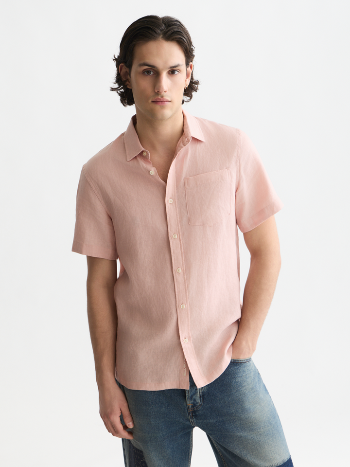 Seasonal core linen regular-fit short sleeved shirt