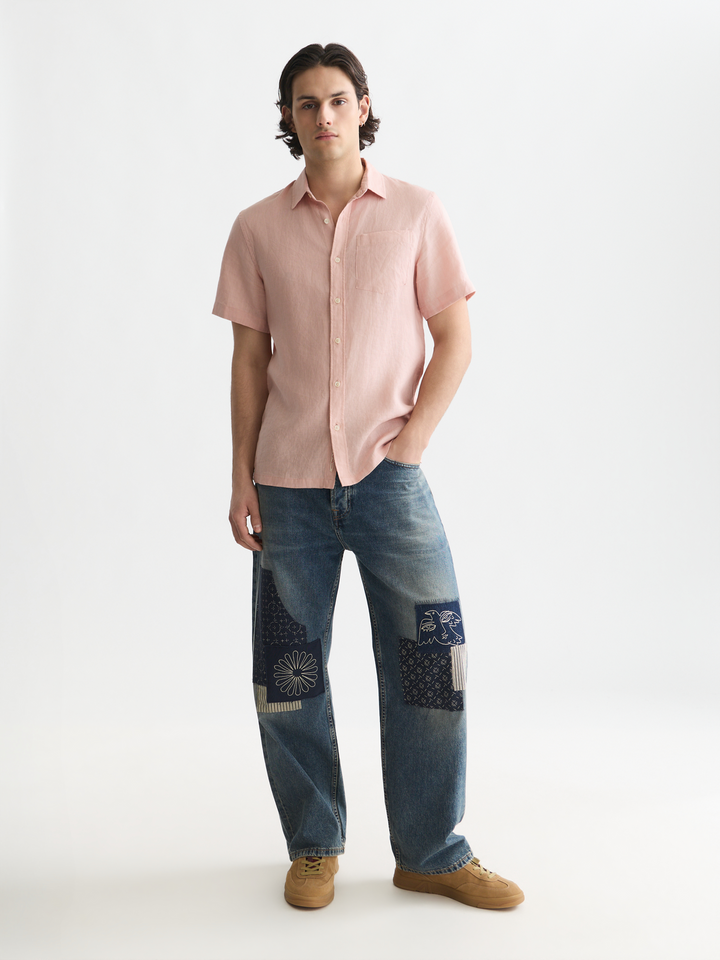 Seasonal core linen regular-fit short sleeved shirt